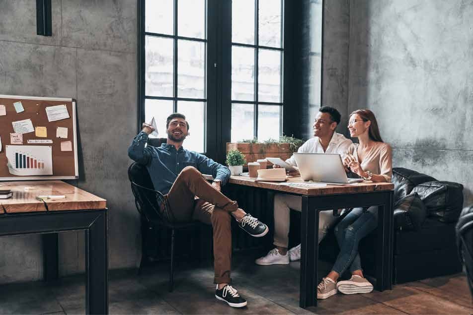 Entrepreneurs collaborating in a bright office